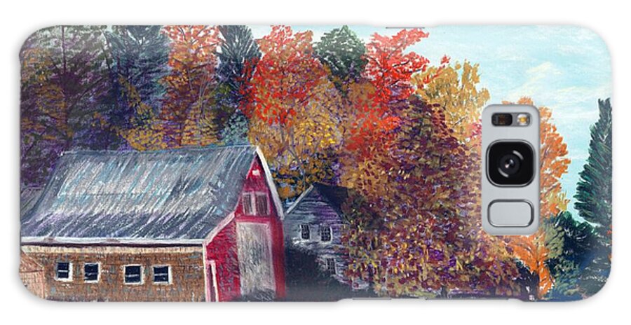 Barn Galaxy Case featuring the pastel The Red Barn by Francois Lamothe