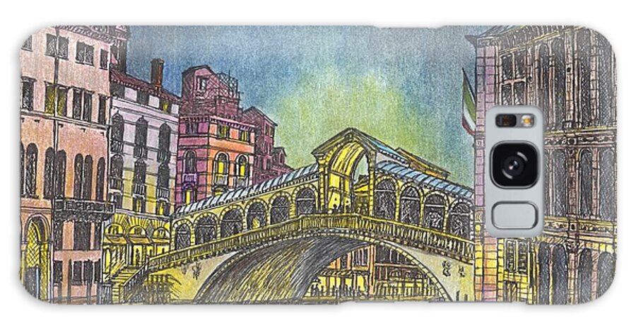 Light Reflections Galaxy Case featuring the mixed media Relections of Light and the Rialto Bridge An Evening in Venice by Carol Wisniewski