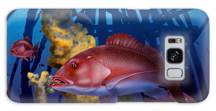 Red Snapper Galaxy Case featuring the digital art The Rigs by Kevin Putman