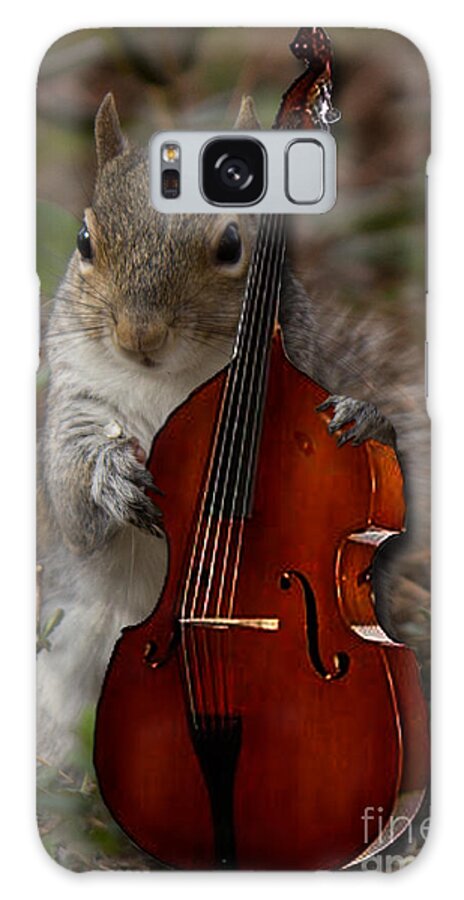 Wood Galaxy Case featuring the photograph The squirrel and his Double Bass by Sandra Clark