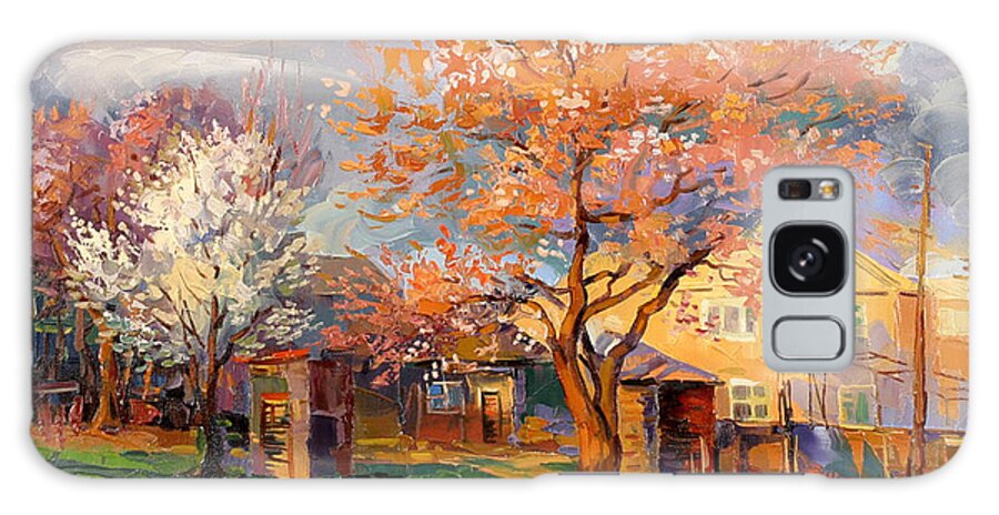 Evening Landscape Galaxy Case featuring the painting The village new Ayntap in Armenia by Meruzhan Khachatryan