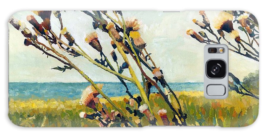 Horizon Galaxy Case featuring the painting Thistles on the Beach - Oil by Michelle Calkins