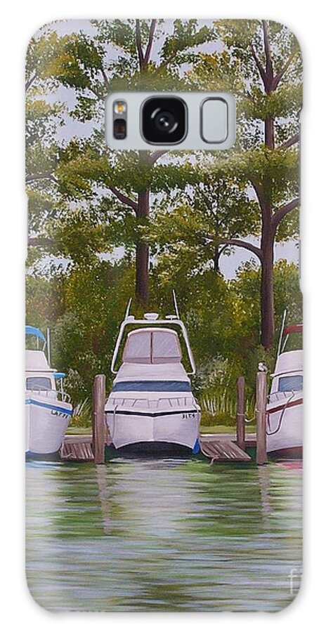 Boats Galaxy S8 Case featuring the painting Three Boats by Valerie Carpenter