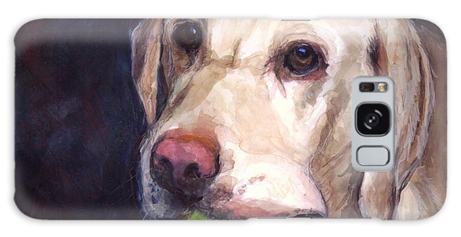 Yellow Labrador Retriever Galaxy Case featuring the painting Throw the Ball by Molly Poole
