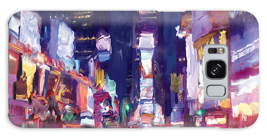 New York Galaxy Case featuring the painting Amy's Time Square in the Rain by Tim Gilliland