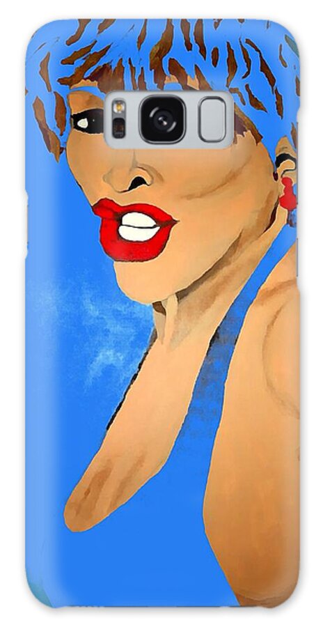 Tina Turner Galaxy Case featuring the painting Tina Turner Fierce Blue 2 by Saundra Myles