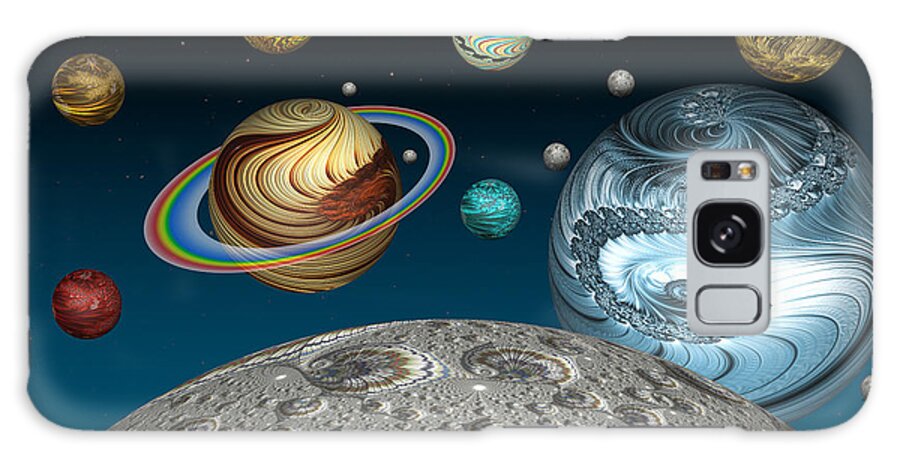 Solar System Galaxy Case featuring the digital art To The Moon And Beyond by Steve Purnell