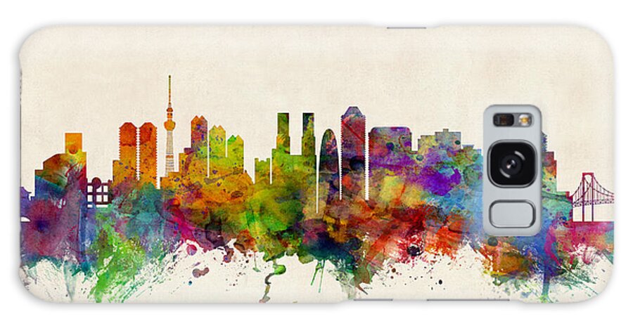 Watercolour Galaxy Case featuring the digital art Tokyo Japan Skyline by Michael Tompsett