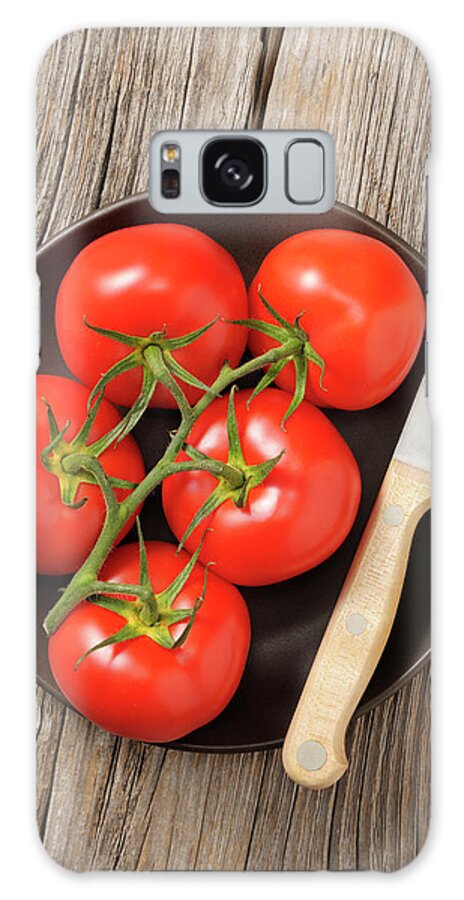 Kitchen Knife Galaxy Case featuring the photograph Tomato by Riou