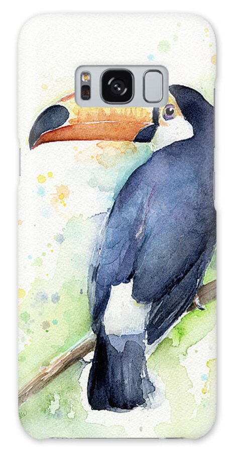 Watercolor Toucan Galaxy Case featuring the painting Toucan Watercolor by Olga Shvartsur