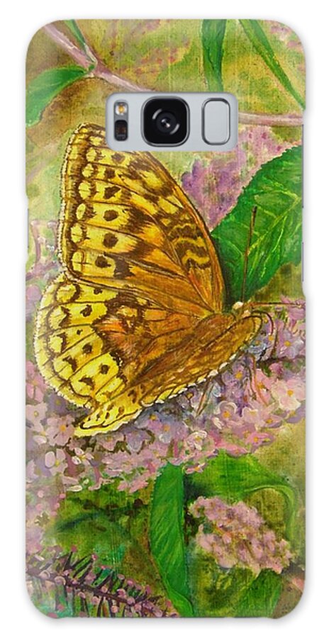 Butterfly Galaxy Case featuring the painting Touchdown on Purple by Nicole Angell