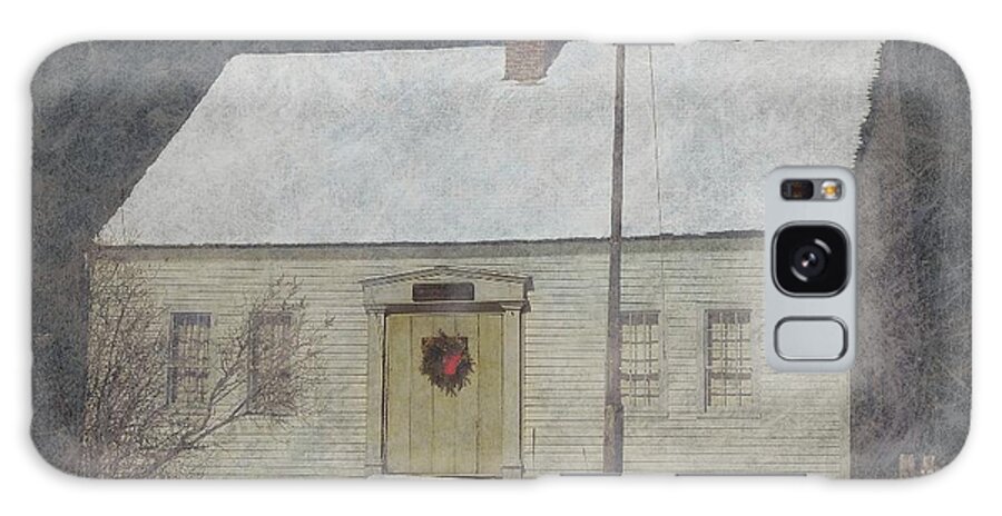Christmas Card Galaxy S8 Case featuring the photograph Traditional Snow Colonial Salt Box Home Christmas Card by Suzanne Powers