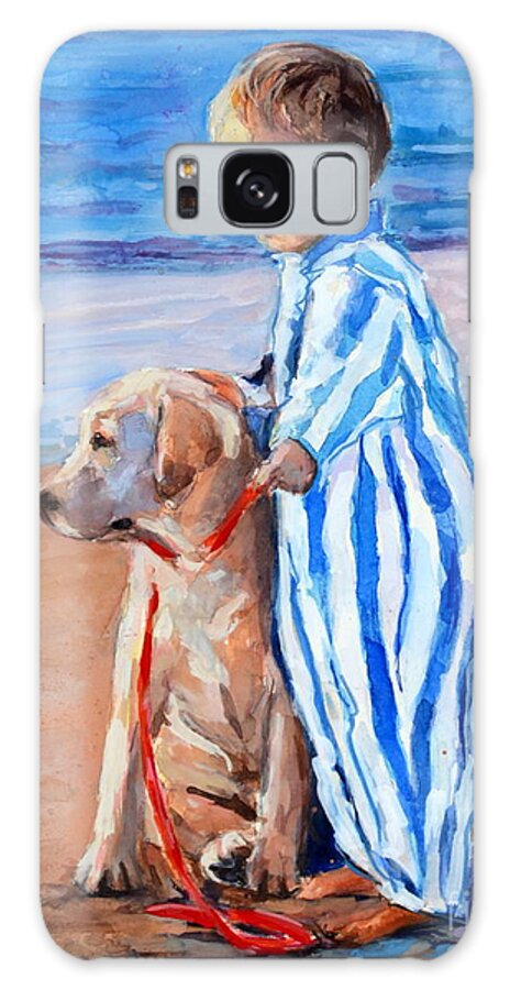 Yellow Labrador Retriever Puppy Galaxy Case featuring the painting Training Day by Molly Poole