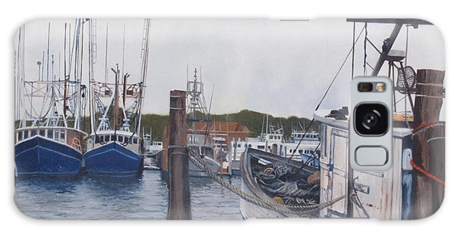 Montauk Galaxy Case featuring the painting Trawlers at Gosman's Dock Montauk by Barbara Barber