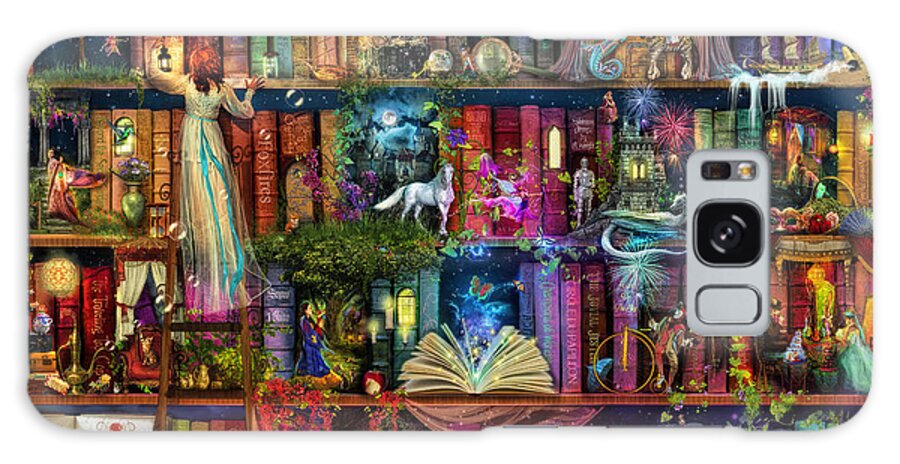 Fairytale Galaxy Case featuring the digital art Fairytale Treasure Hunt Book Shelf by MGL Meiklejohn Graphics Licensing
