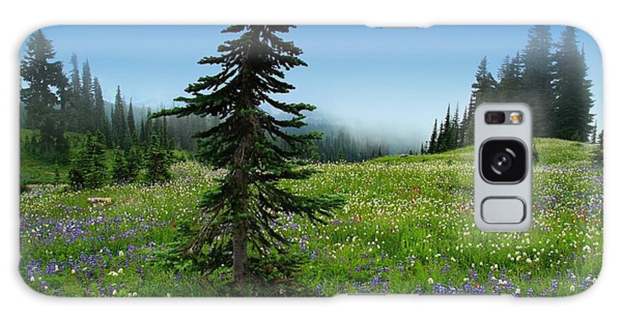 Alpine Meadow Galaxy S8 Case featuring the photograph Tree amongst wildflowers by Lynn Hopwood