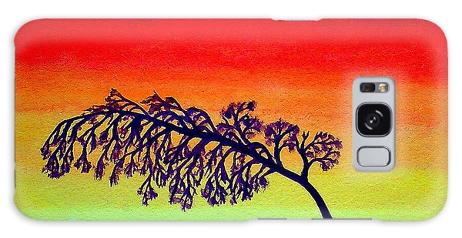 Tree Galaxy Case featuring the painting Tree in Sunset by Nieve Andrea
