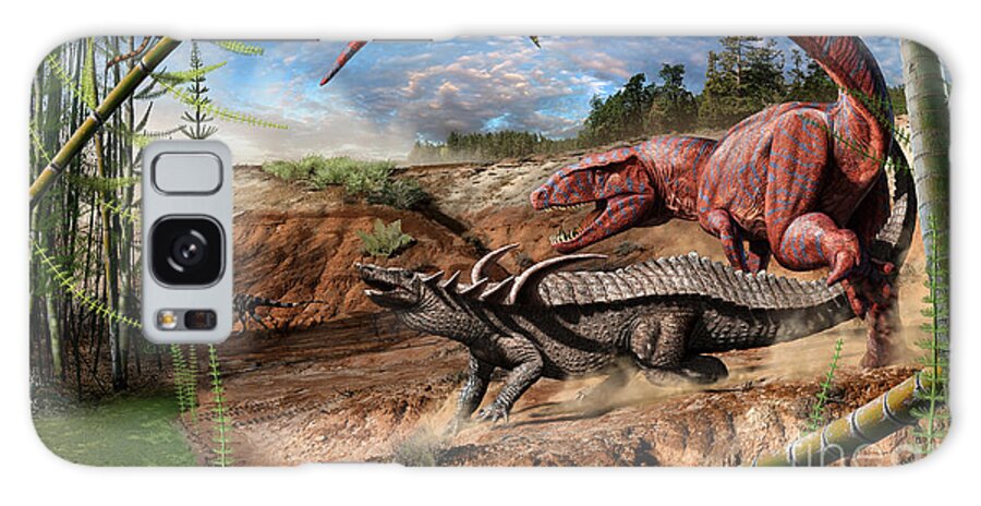 Dinosaur Galaxy Case featuring the digital art Triassic Scene 2 by Julius Csotonyi