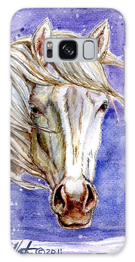 Horse Galaxy S8 Case featuring the painting Tripod Wild Stallion of the Sand Wash Basin by Linda L Martin