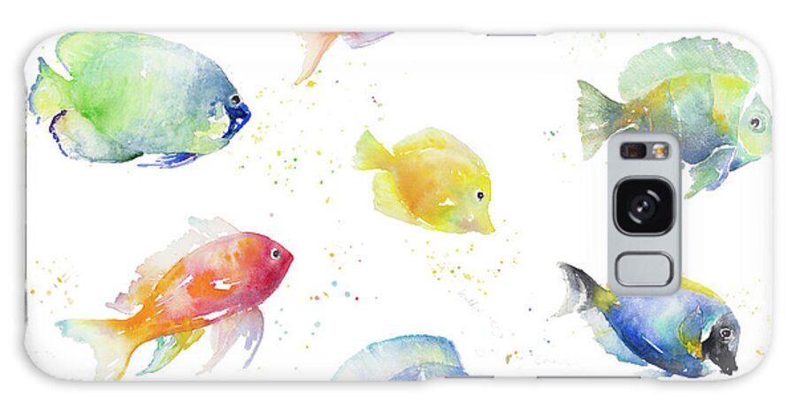 Tropical Galaxy Case featuring the painting Tropical Fish Round by Lanie Loreth
