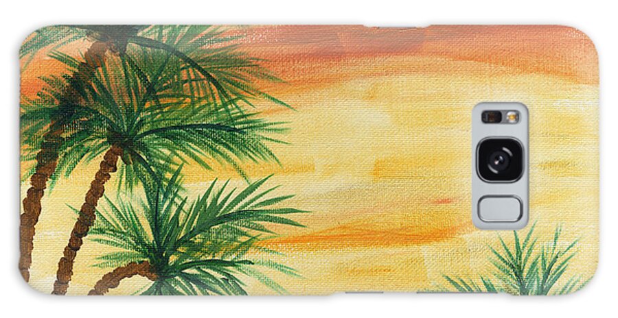 Palm Tree Galaxy S8 Case featuring the painting Tropical Sunset by Julia Stubbe