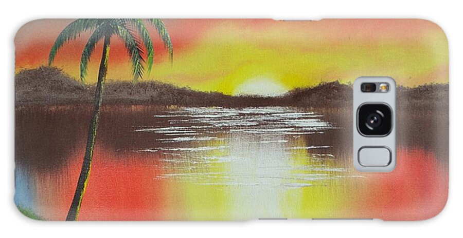 Oil Galaxy Case featuring the painting Tropical Sunset by Kevin Brown