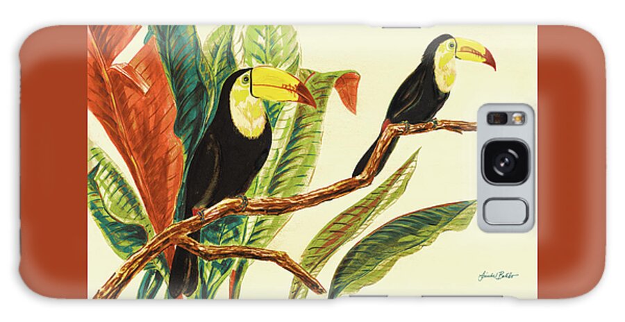 Toucans Galaxy Case featuring the painting Tropical Toucans II by Linda Baliko