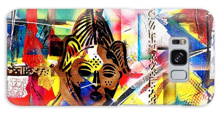 African Mask Galaxy Case featuring the painting True to our Native Land by Everett Spruill