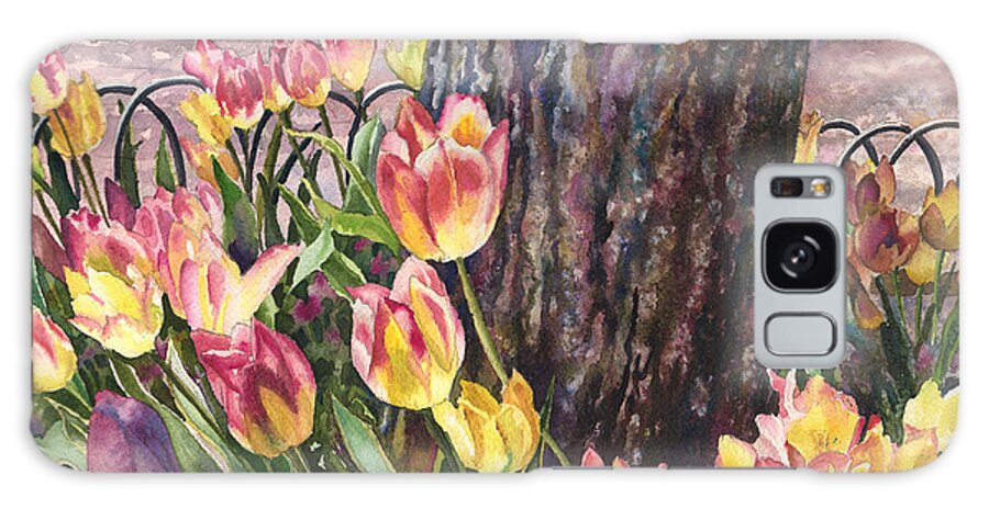 Tulips Painting Galaxy Case featuring the painting Tulips on the Mall by Anne Gifford