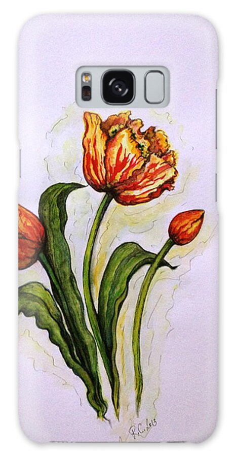Flower Galaxy Case featuring the painting Tulips by Rae Chichilnitsky