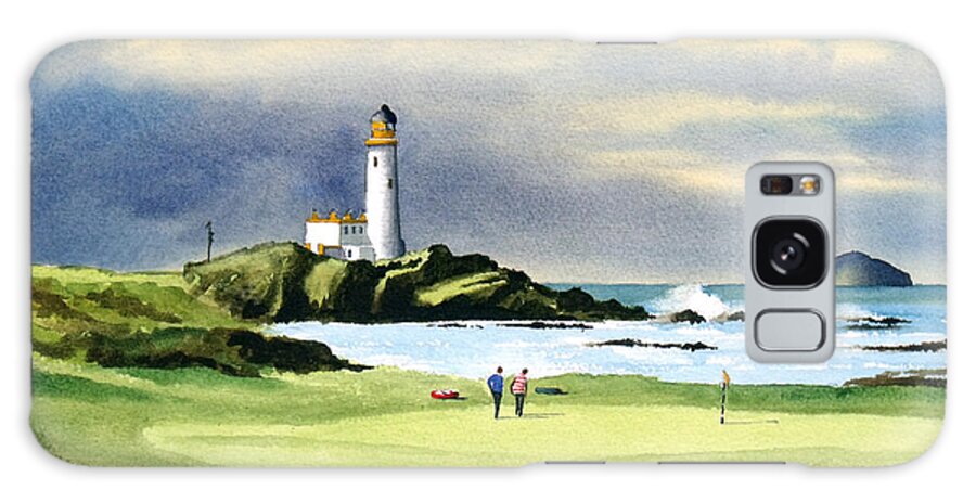 Turnberry Golf Course Galaxy Case featuring the painting Turnberry Golf Course Scotland 10th Green by Bill Holkham