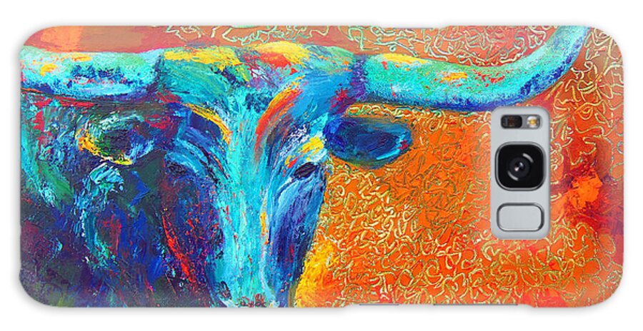 Abstract Longhorn Painting Galaxy S8 Case featuring the painting Turquoise Longhorn by Karen Kennedy Chatham