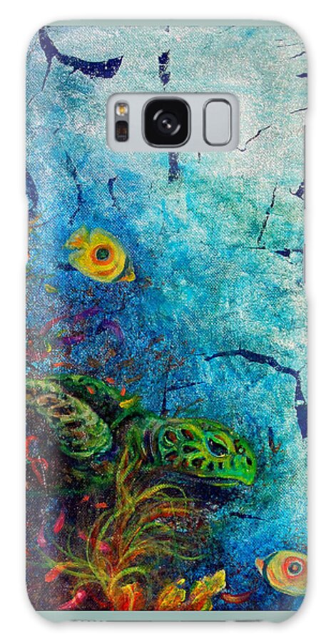 Sea Turtle Galaxy Case featuring the painting Turtle Wall 1 by Ashley Kujan
