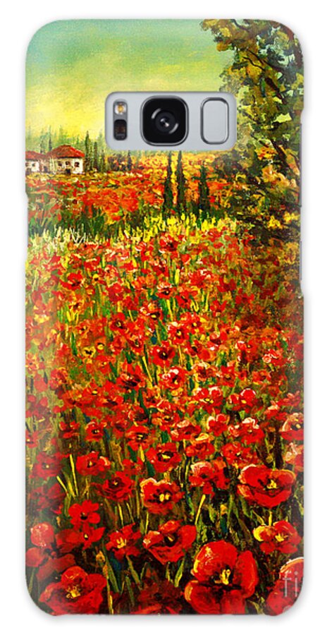 Tuscan Galaxy S8 Case featuring the painting Tuscan Poppies by Lou Ann Bagnall