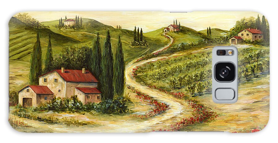 Tuscany Galaxy Case featuring the painting Tuscan road With Poppies by Marilyn Dunlap