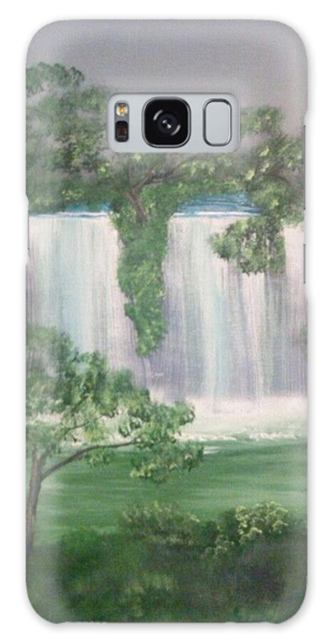 Landscape Galaxy Case featuring the painting Twin Falls by Robert Clark