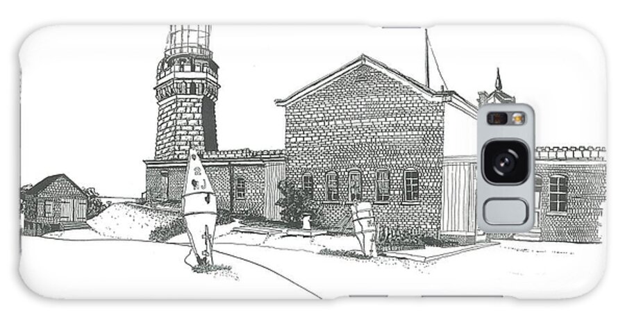 Pen And Ink Galaxy Case featuring the drawing Twin Lights Atlantic Highlands by Alan Johnson