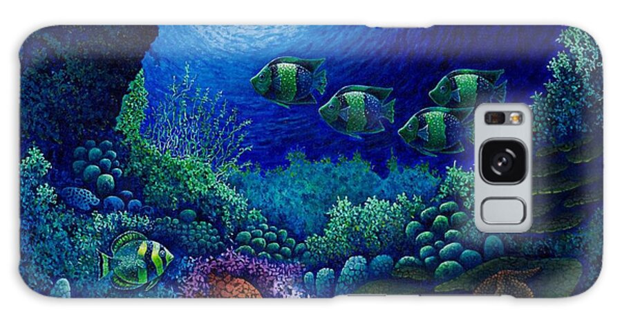 Underwater Galaxy Case featuring the painting Undersea Creatures IV by Michael Frank