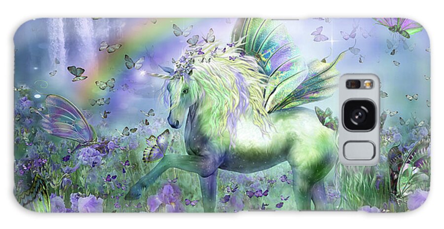 Unicorn Galaxy Case featuring the mixed media Unicorn Of The Butterflies by Carol Cavalaris