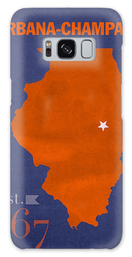 University Of Illinois Galaxy Case featuring the mixed media University of Illinois Fighting Illini Urbana Champaign College Town State Map Poster Series No 047 by Design Turnpike