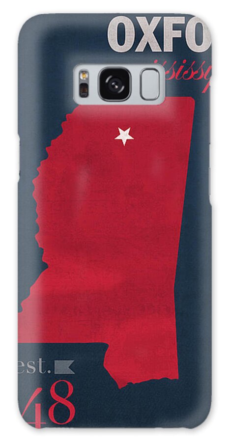 University Of Mississippi Galaxy Case featuring the mixed media University of Mississippi Ole Miss Rebels Oxford College Town State Map Poster Series No 067 by Design Turnpike