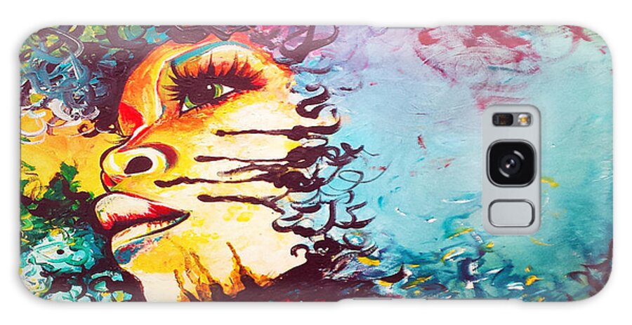Erykah Badu Galaxy Case featuring the digital art Unstrained Afro Blue by Respect the Queen