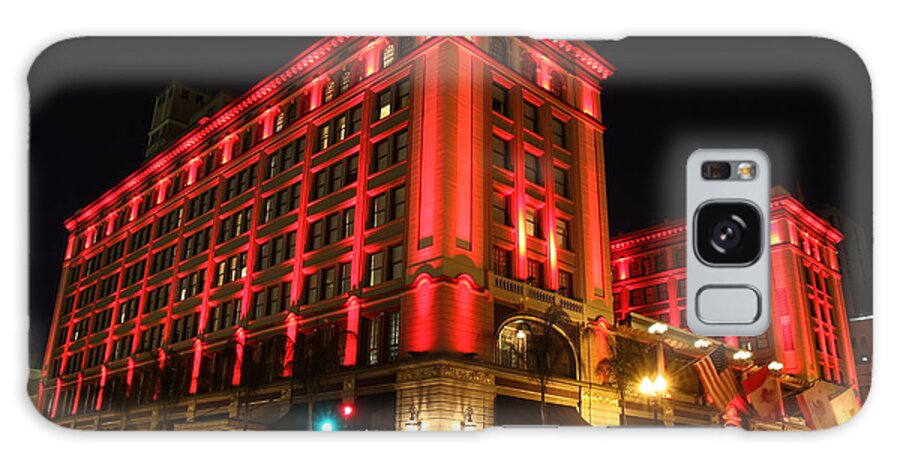 Hotel Galaxy Case featuring the photograph US Grant Hotel in red by Nathan Rupert