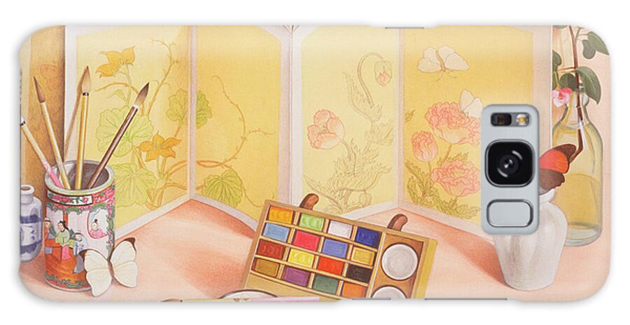 Screen Galaxy Case featuring the photograph Utamaros Garden Wc On Paper by Tomar Levine