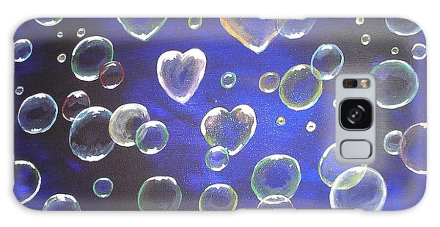 Sweethearts Galaxy Case featuring the painting Valentine bubbles by Karen Jane Jones
