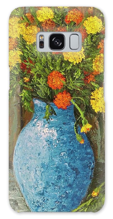 Impressionistic Galaxy S8 Case featuring the painting Vase of Marigolds by Darice Machel McGuire