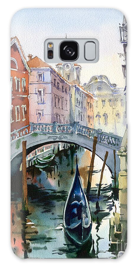 Venetian Canal Galaxy Case featuring the painting Venetian Canal VI by Maria Rabinky