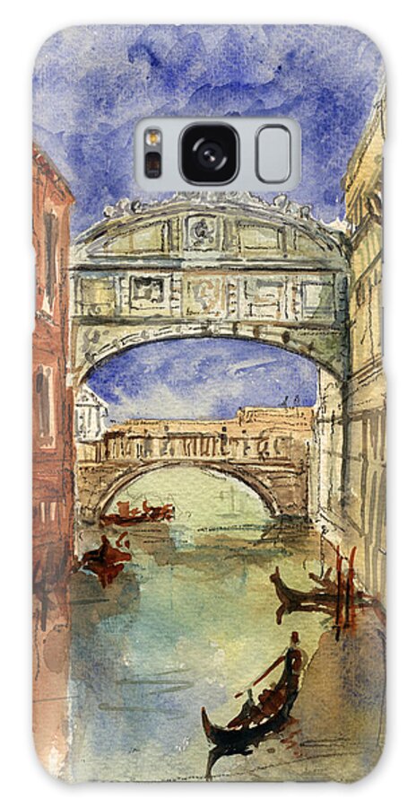 Venice Galaxy Case featuring the painting Venice canal bridge of sighs by Juan Bosco