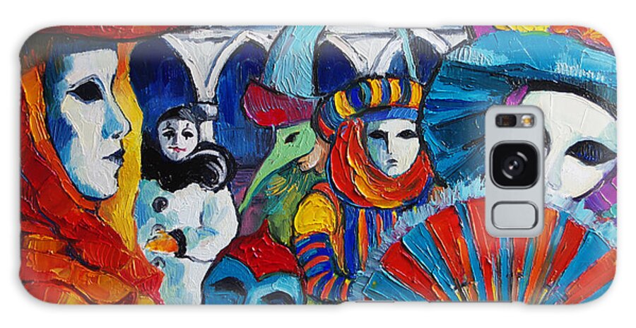 Venice Carnival Galaxy Case featuring the painting Venice Carnival by Mona Edulesco