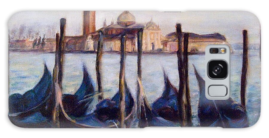 Venice Galaxy Case featuring the painting Venice Through the Gondolas Italy Painting by Quin Sweetman